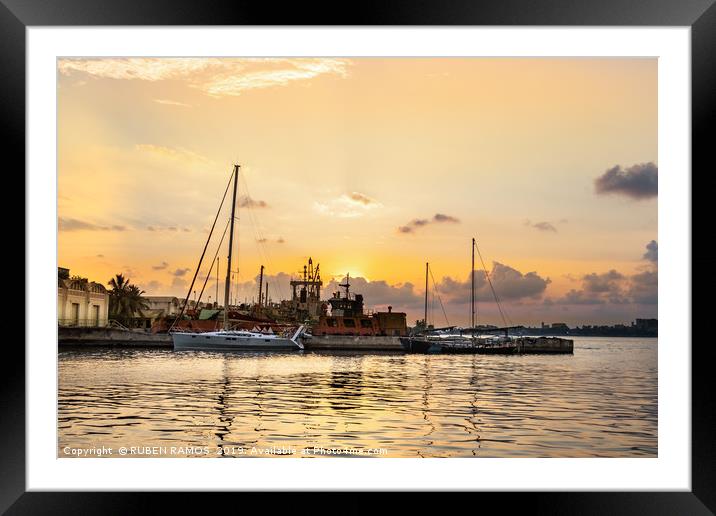 View of the Port of Galle at sunset. Framed Mounted Print by RUBEN RAMOS