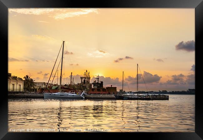 View of the Port of Galle at sunset. Framed Print by RUBEN RAMOS