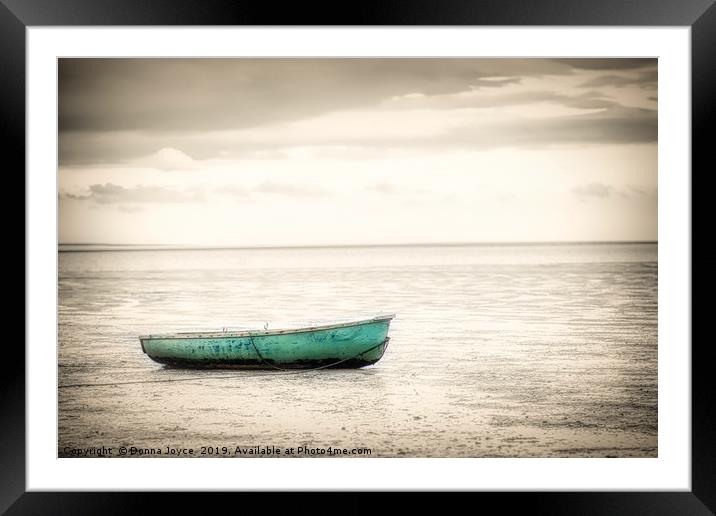 Lonely boat Framed Mounted Print by Donna Joyce