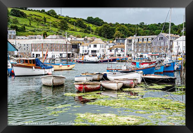Boats In Mevagissey Harbour Framed Print by James Lavott