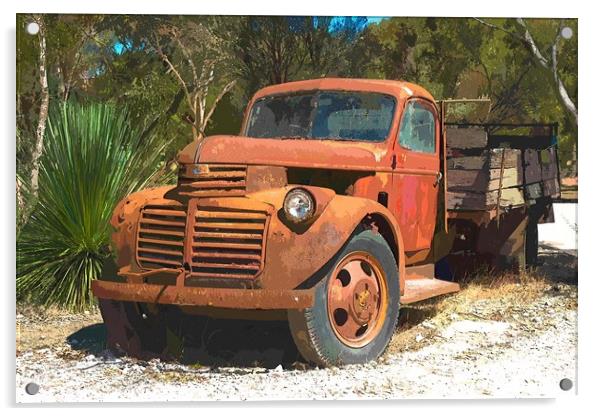 Rusty old GMC truck Acrylic by Andrew Michael