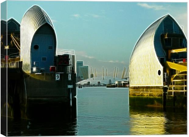 Thames Flood Barrier Fractals Canvas Print by David French
