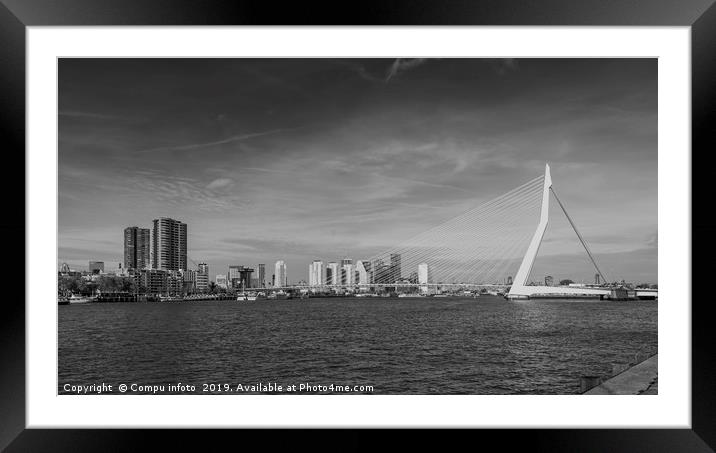 skyline from rotterdam black and white Framed Mounted Print by Chris Willemsen