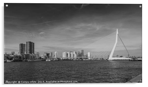 skyline from rotterdam black and white Acrylic by Chris Willemsen