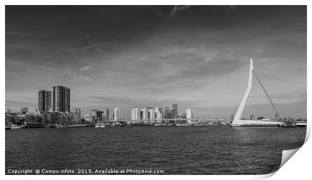 skyline from rotterdam black and white Print by Chris Willemsen