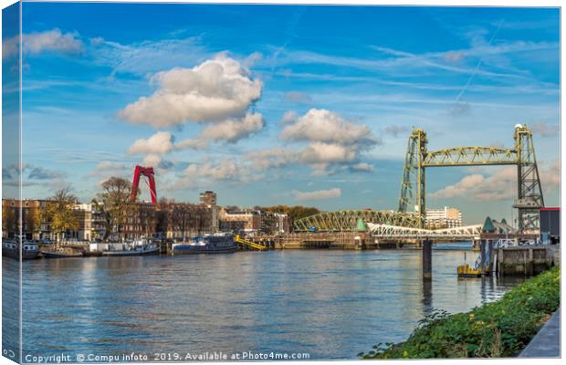 the old railraod bridge in Rotterdam Canvas Print by Chris Willemsen