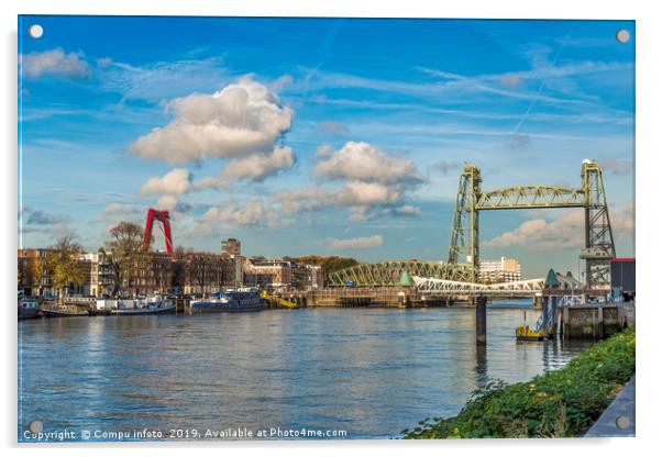 the old railraod bridge in Rotterdam Acrylic by Chris Willemsen