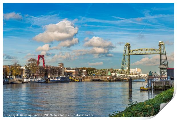 the old railraod bridge in Rotterdam Print by Chris Willemsen