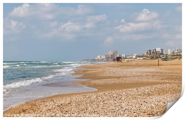 haif beach and the city Print by Chris Willemsen