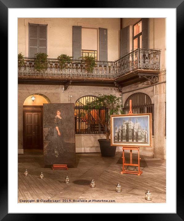 Urban Courtyard with Paintings  Framed Mounted Print by Claudio Lepri