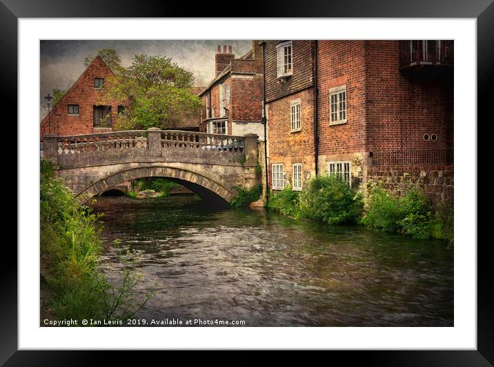 Winchester City Bridge and Mill Framed Mounted Print by Ian Lewis
