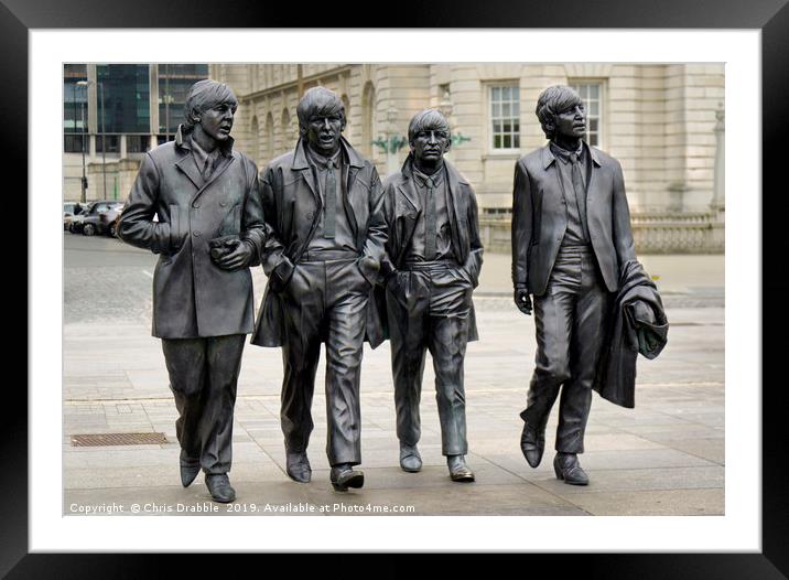 The Beatles statue on Albert Docks, Liverpool  Framed Mounted Print by Chris Drabble
