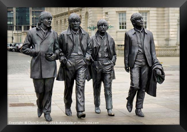 The Beatles statue on Albert Docks, Liverpool  Framed Print by Chris Drabble