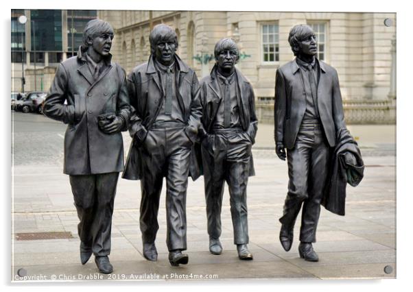 The Beatles statue on Albert Docks, Liverpool  Acrylic by Chris Drabble