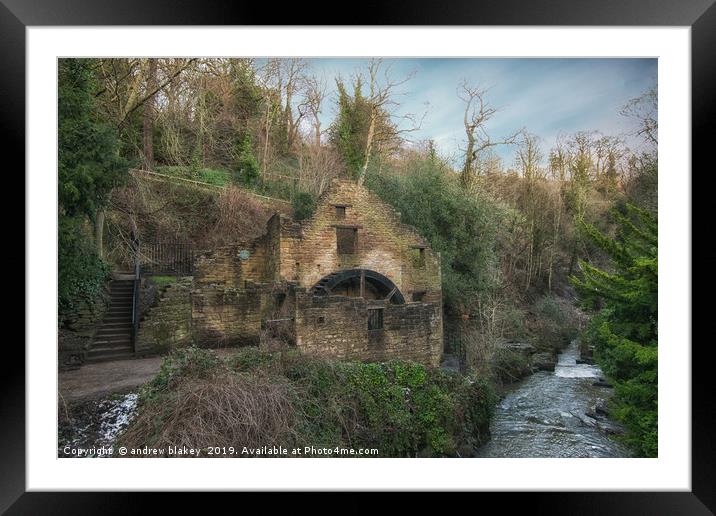Enchanting Ruins of Jesmond Dene Watermill Framed Mounted Print by andrew blakey