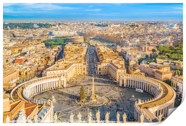 Rome Aerial View from Saint Peter Basilica Viewpoi Print by Daniel Ferreira-Leite