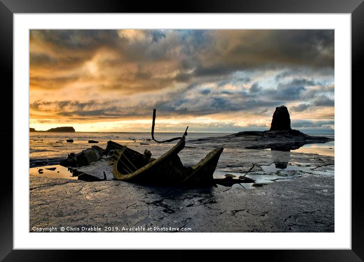 Black Nab and the wreck of the Admiral Von Tromp. Framed Mounted Print by Chris Drabble