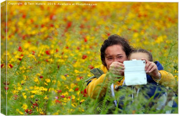 Fun in the Flower Fields Canvas Print by Terri Waters