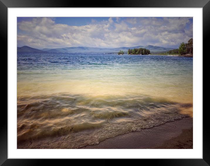 Sunny day on the lake Turgoyak  Framed Mounted Print by Larisa Siverina