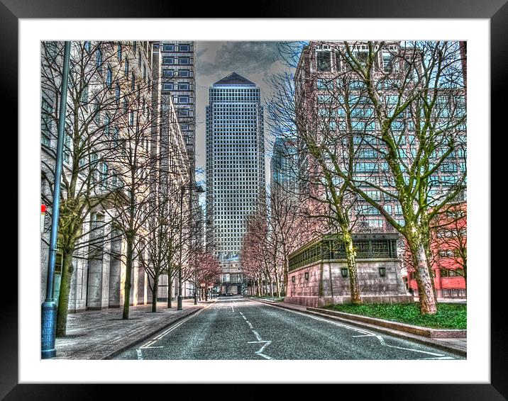 Canary Wharf HDR Framed Mounted Print by David French