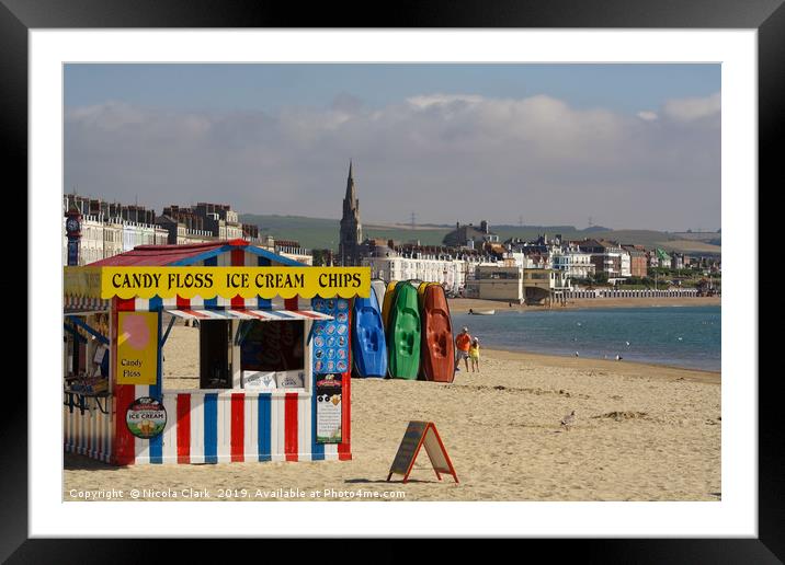 Ice Cream Kiosk Weymouth Beach Framed Mounted Print by Nicola Clark