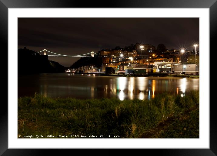 Bristol Clifton Suspension Bridge at Night         Framed Mounted Print by Neil William-Carter