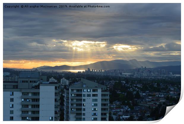 Sunset in Vancouver, Canada Print by Ali asghar Mazinanian