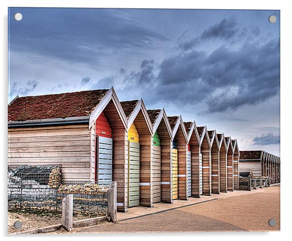 Beach Huts Acrylic by Karen Crawford