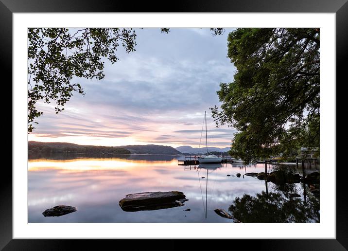 Sunset Over Lake Windermere Framed Mounted Print by Mal Spain