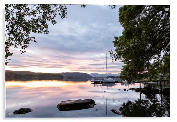 Sunset Over Lake Windermere Acrylic by Mal Spain