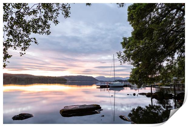 Sunset Over Lake Windermere Print by Mal Spain