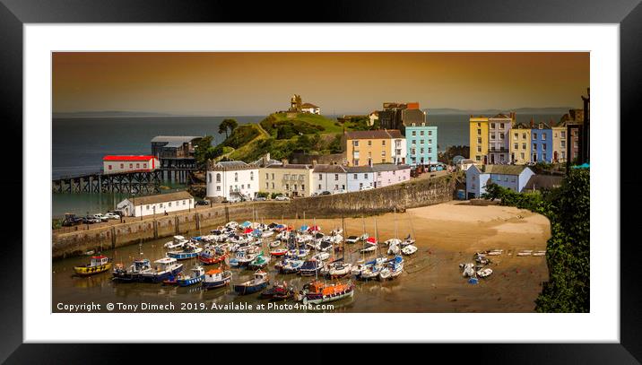 Sunset at Tenby Harbour Framed Mounted Print by Tony Dimech