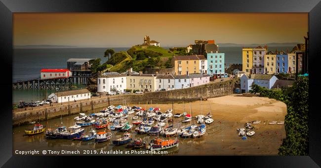 Sunset at Tenby Harbour Framed Print by Tony Dimech