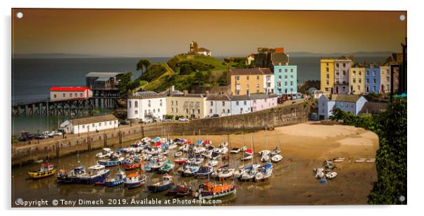 Sunset at Tenby Harbour Acrylic by Tony Dimech