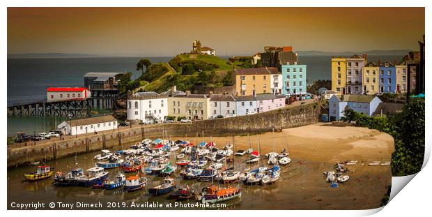Sunset at Tenby Harbour Print by Tony Dimech