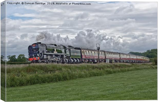 Steam Train Braunton powering through Somerset Canvas Print by Duncan Savidge