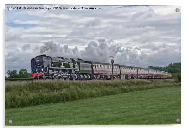 Steam Train Braunton powering through Somerset Acrylic by Duncan Savidge