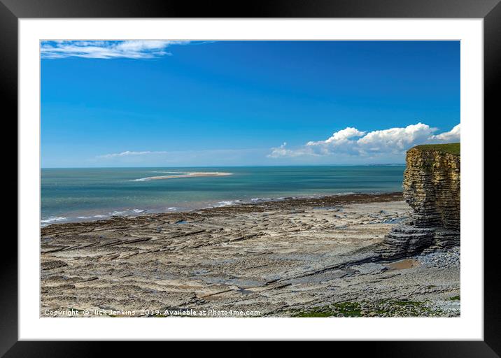 Nash Point Beach and Sandbank South Wales Framed Mounted Print by Nick Jenkins
