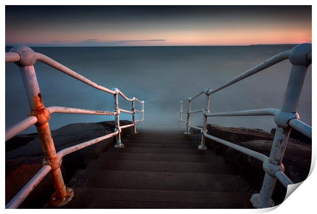 A handrail at Aberavon beach Print by Leighton Collins