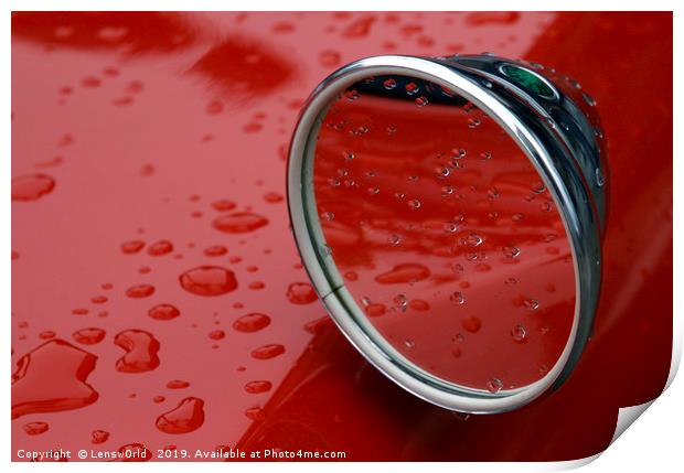After the rain - reflections and rain drops on a v Print by Lensw0rld 