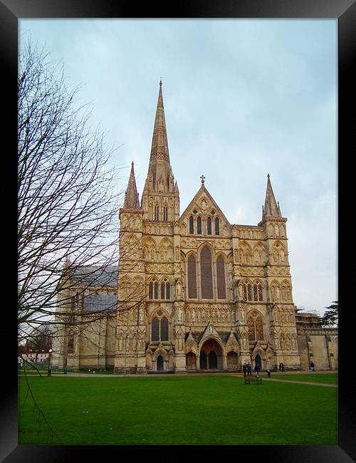 Sailsbury Cathedral Framed Print by kelly Draper
