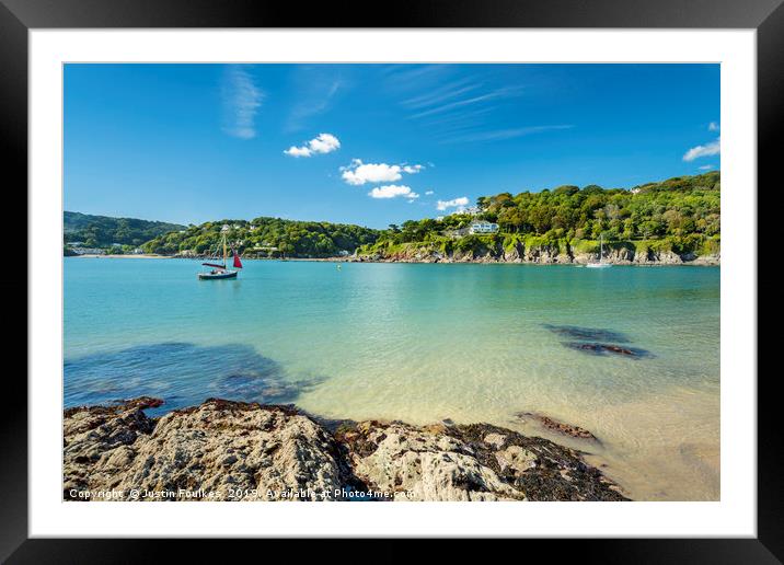 Sailing boat on the Salcombe estuary, Devon  Framed Mounted Print by Justin Foulkes