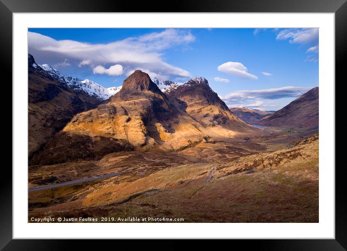 The Three Sisters of Glencoe, Scotland Framed Mounted Print by Justin Foulkes