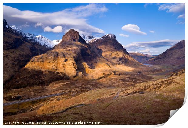 The Three Sisters of Glencoe, Scotland Print by Justin Foulkes