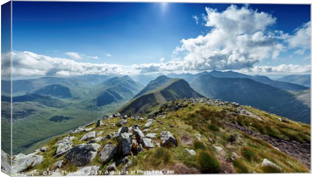 View down Buachaille Etive Mor. Canvas Print by Phill Thornton