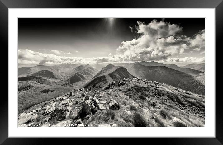 View down Buachaille Etive Mor. (B&W) Framed Mounted Print by Phill Thornton