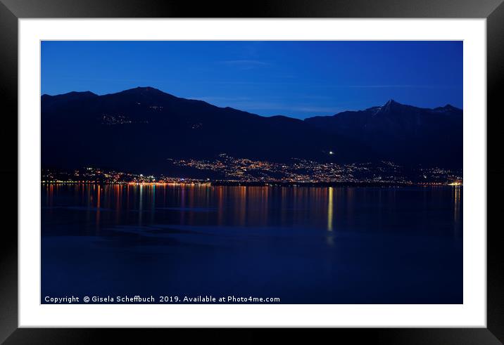 Evening on the Lago Maggiore Framed Mounted Print by Gisela Scheffbuch