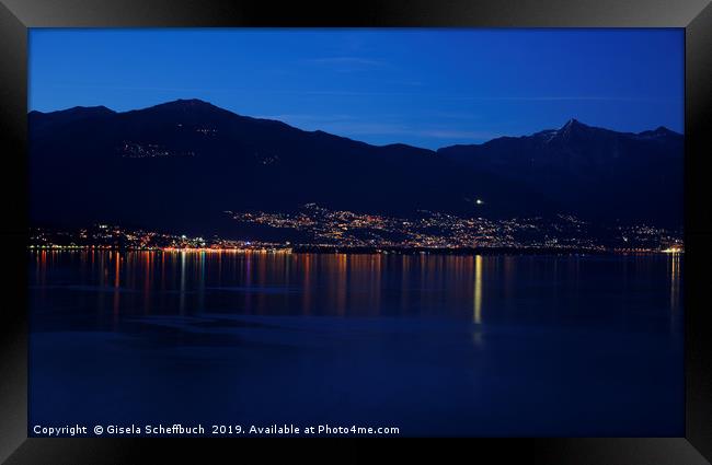 Evening on the Lago Maggiore Framed Print by Gisela Scheffbuch
