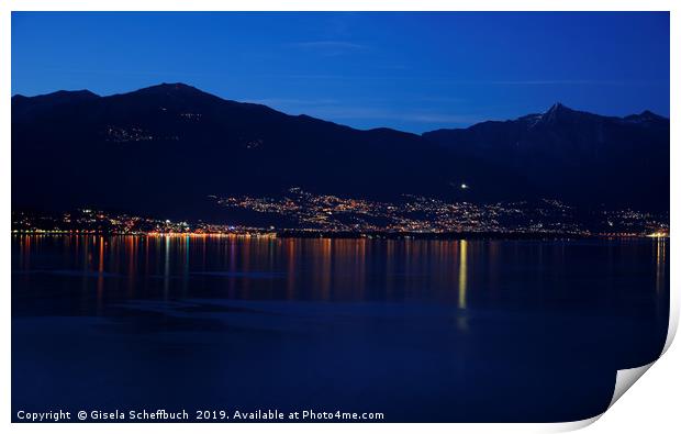Evening on the Lago Maggiore Print by Gisela Scheffbuch