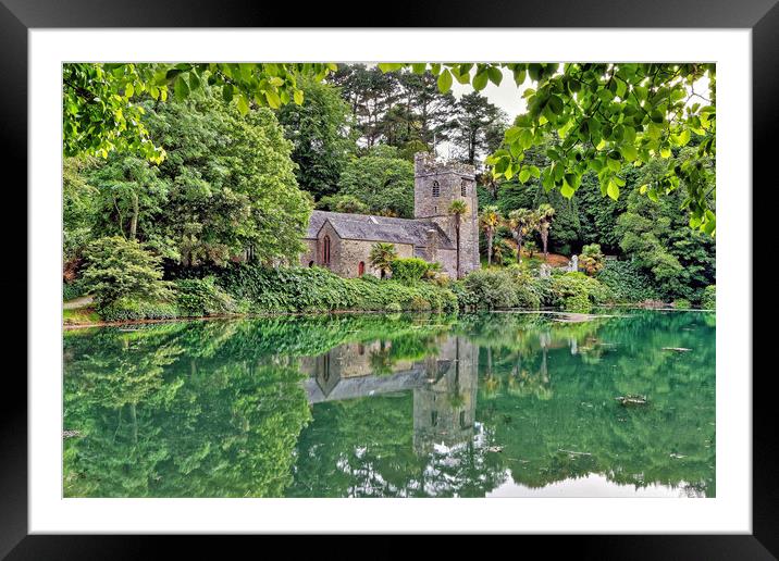 St Just in Roseland Church Framed Mounted Print by austin APPLEBY